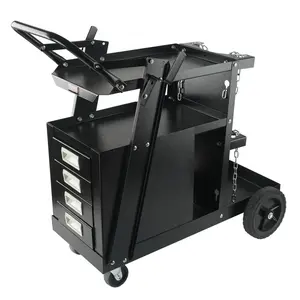 Welding Carts: 2/3-Tier, 265/400 LBS Cap, 360° Wheels, Safety Chains. Heavy Duty for MIG, Plasma, TIG, ARC, MMA Welders