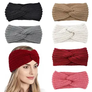 Women's Knitted Headband, Pack of 6, Knitted Hair Band with Twist Knot, Spring, Autumn and Winter, Warm Ear Protection Headband for Women and Girls, Soft and Comfortable Elastic Headband