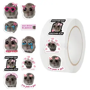 Hamster Pattern Sticker, 500pcs/roll Cute Animal Decals, Funny Sticker for Laptop, Water Bottle, Phone, Scrapbook, Gift for Girl Teen