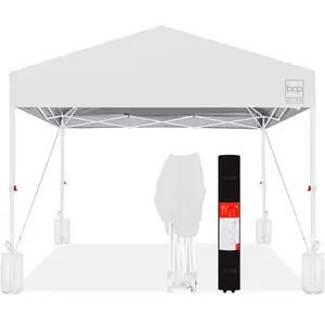 Best Choice Products 10x10ft Easy Setup Pop Up Canopy w/ 1-Button Setup, Wheeled Case, 4 Weight Bags