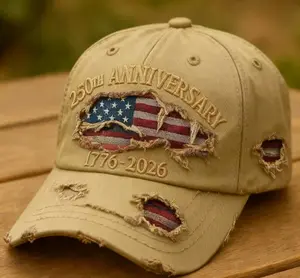 America 250 Commemorative Eagle Adjustable Baseball Cap - Classic Americana, Distressed Design, Premium Embroidery Patch (USA 250th Anniversary Accessory)