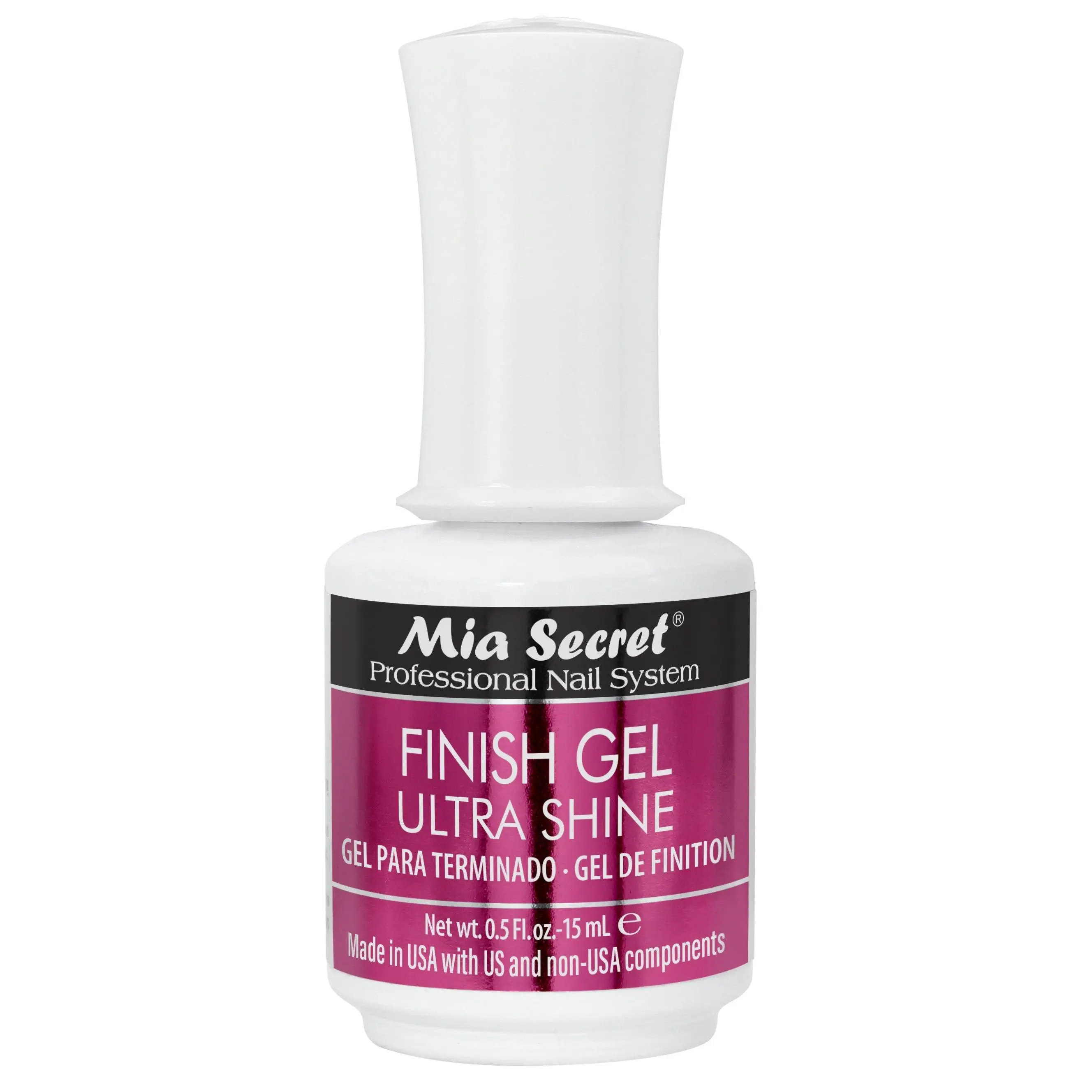 Mia Secret UV Finish gel top coat for gel or acrylic 15 ml - No wipe clear nail polish - High gloss top coat for artificial nails