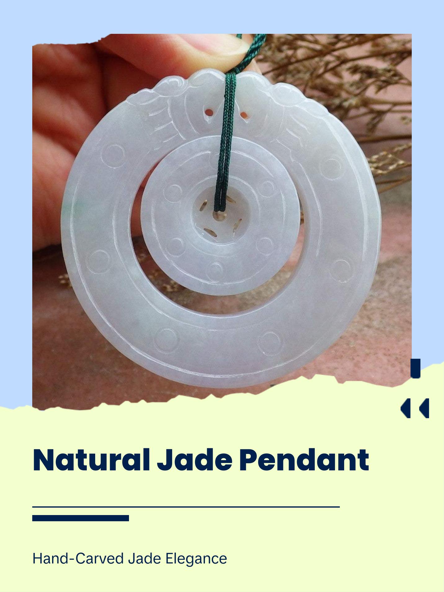 Certified Hand Carved Pale Lavender Green 100% Natural Myanmar Burma A Jade Jadeite Dragon Circle Donut Pendant Necklace