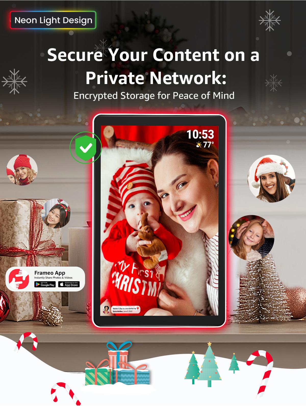 Gift Idea for Family, Apolosign Digital Picture Frame, Home Decor, 10.1 Inch 15.6 Inch 14.1 Inch HD IPS Touchscreen, Support Multi-user Connection, Share Photos Videos Via Free App, Support upport WIFI SD Card, Auto-Rotate Electronic Photo Frame