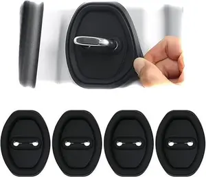 【SpringGlowUp】4pcs Silicone Door Latch Protective Cover Shock Absorbing Car Door Lock Guard for Vehicle Locks Easy Installation