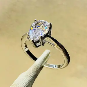 #36 (Pear Cut 2CT）925 Sterling Silver Synthetic Moissanite Ring