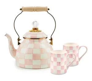 MacKenzie- Childs 2Qt Enamel Tea Kettle and Set of 2 Mugs
