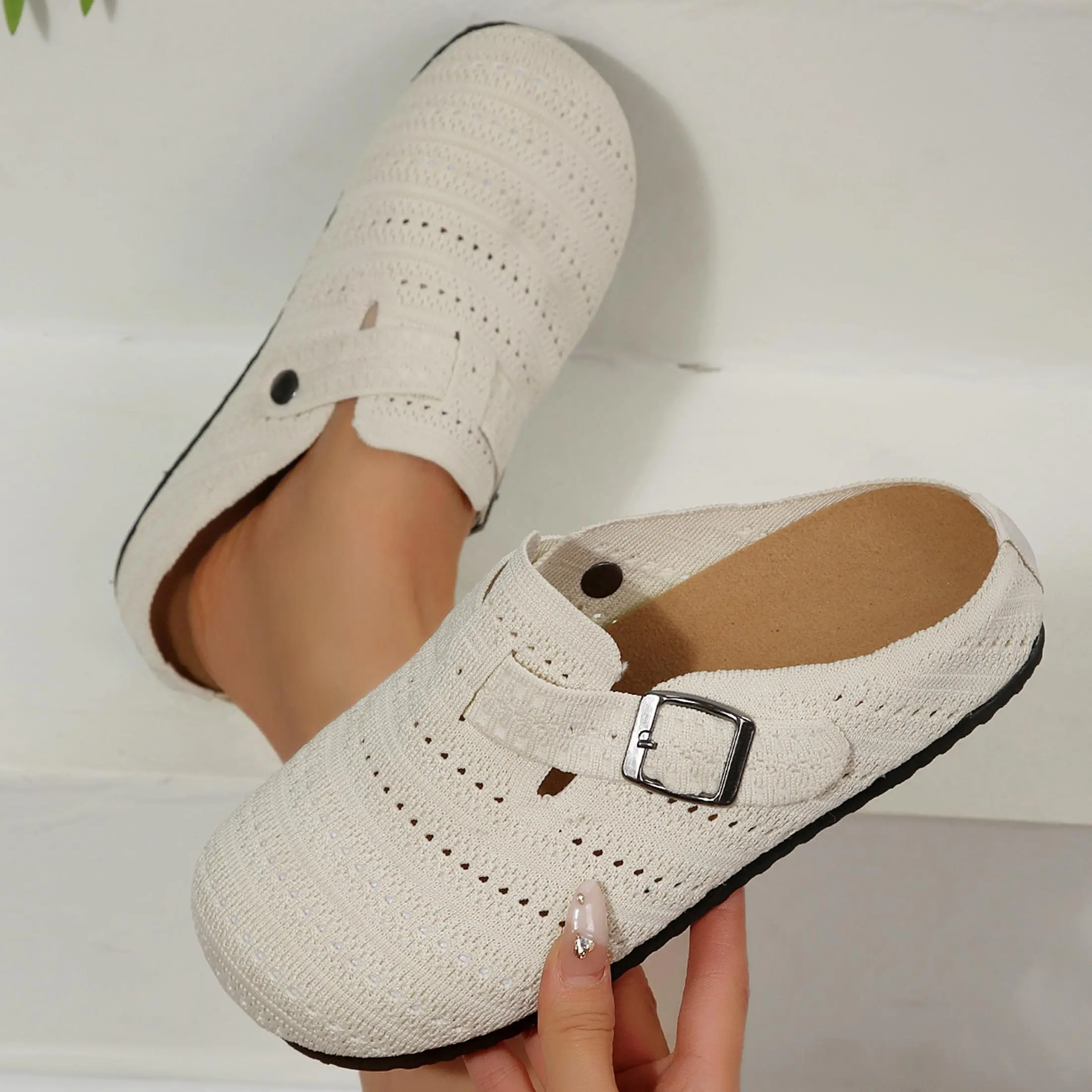 Women's Sandals Crochet Slippers for Women Soft Cushioned Insole Mules Breathable Backless Clogs for Indoor Outdoor Springfresh