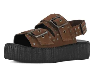 Brown Suede Flat Stud Viva Mondo Sandal