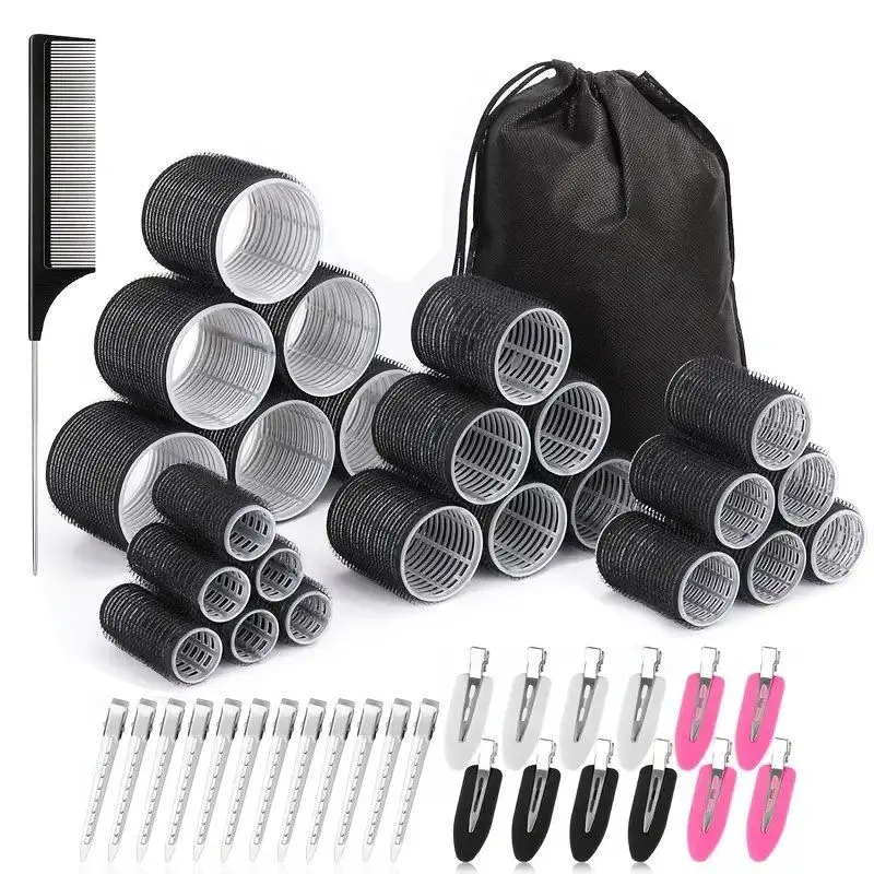 2025 Wake Up to Effortless Volume with Heatless Hair Rollers – A Complete 24-Piece Set in 4 Sizes to Create Naturally Bouncy Curls for All Hair Lengths and Types