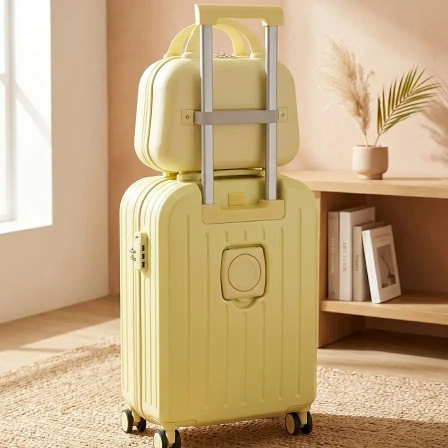 Small size 2 Piece ABS+PC Hardshell Luggage Set in Classic Design,Can be taken on boardA,Elegant and Durable Suitcases,Lightweight Luggage with one handbag set, Cabin Size Blue, Luggagesets Back to school be is suitcase