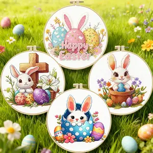 Easter Hot Selling Cross-stitch Cute Bunny Craft Set: Simple English Cross Stitch DIY Material Kit