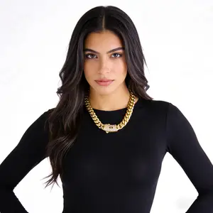 14K gold-plated Cuban necklace/bracelet Brand new "S" logo design| The latest electroplating gold-plating process for rust prevention|  hip-hop style fashion items| The best gift for men and women| Couples' style| 6mm/8mm/10mm/12mm/14mm