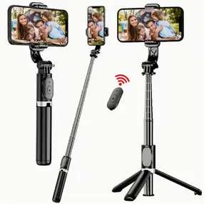 Tripod For Live Streaming With Wireless Remote 360° Rotation 40 Inch Retractable Selfie Stick Professional Floor Tripod Stable Anti-shake Design Ideal For Travel Vlogs & Outdoor Live Streaming Compatible With iPhone Android Smartphones