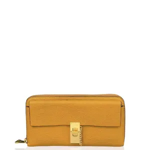 Pre-owned Chloé Leather small leather goods Chloe Continental Wallet Calfskin Yellow (gl011626a2)