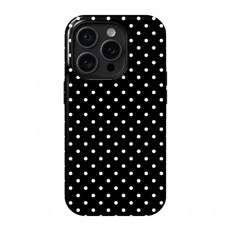 Black polka dot phone case Cover for iphone 17 pro max 16 Plus 15 14 13 12 11 Plus Fashion Trendy Anti-Stain Durable Lightweight Protection Shockproof Matte Texture Elegant Luxury Gift High-Quality New Product, New Year's Best Choice