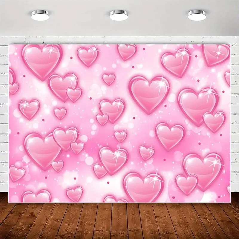 Vintage 90s Decorative Pink Heart Print Tapestry - Durable Peach-Light Beige Fabric, Easy-Hanging Hooks, Lightweight, Multi-Size (30x40inch to 90"(w)x60"(h)), Girly House Accessories for Birthday Decor, Wall Decor, House Decor