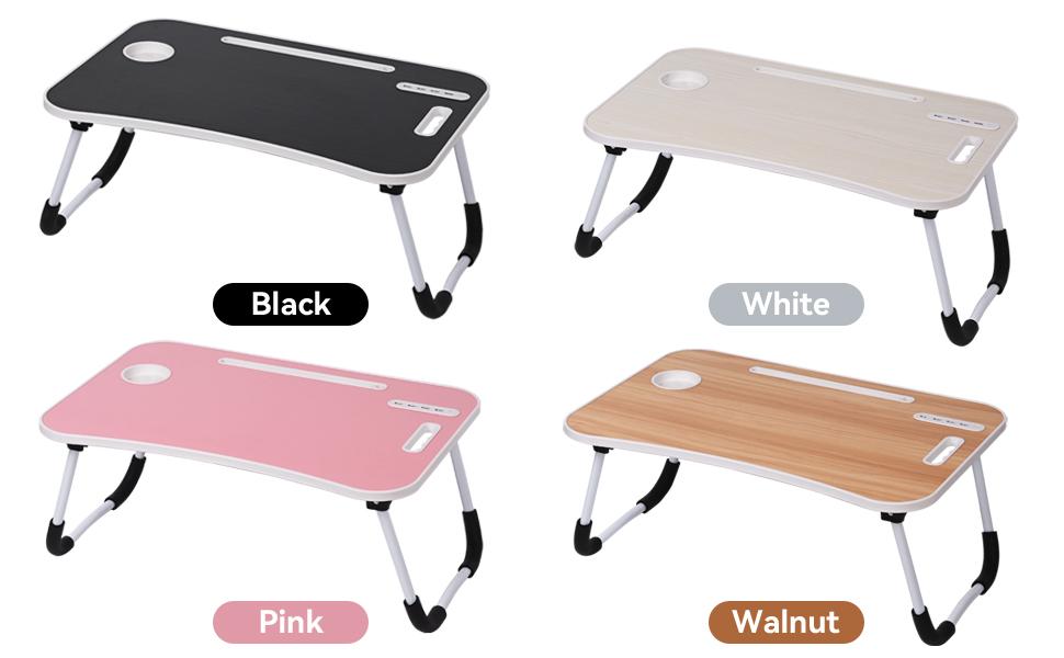 Richland Laptop Bed Desk, Portable Foldable Laptop Table for Laptop & Writing, 23 inch Bed Lap Desk Tray Table with 4 USB Ports, Storage Drawer and Cup Holder, for Working Writing Drawing & Eating