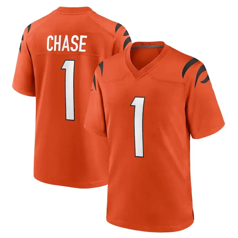 Cincinnati Chase 1  Football Player Game Jerseys, Stitched Sports T-shirts Top for Men Women Youth Boys Girls