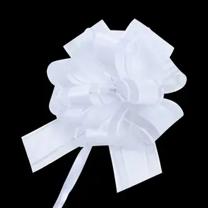 12-Pack White Organza Pull Bows – 6" Elegant Gift Wrapping & Party Decor Bows for Weddings, Cars, Christmas & Valentine’s Day