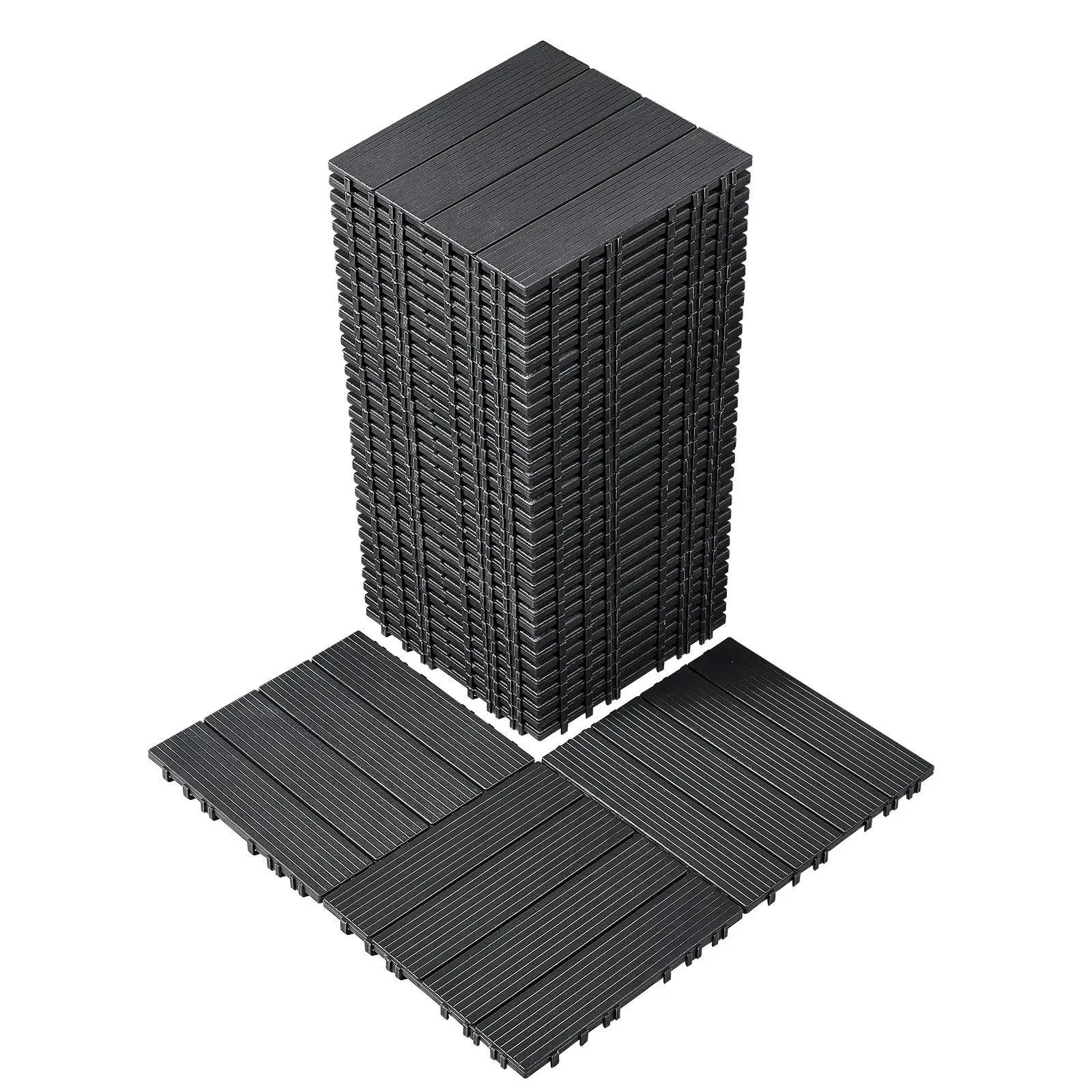 【SummerFinds】VEVOR Interlocking Deck Tiles, 36 Pack,11.6"x11.6" 36 sq. ft Plastic Waterproof Outdoor Flooring All Weather Use, Patio Floor Decking Covering Tiles for Porch Poolside Balcony Backyard, Dark Grey