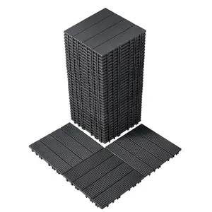 VEVOR Interlocking Deck Tiles, 36 Pack,11.6"x11.6" 36 sq. ft Plastic Waterproof Outdoor Flooring All Weather Use, Patio Floor Decking Covering Tiles for Porch Poolside Balcony Backyard, Dark Grey
