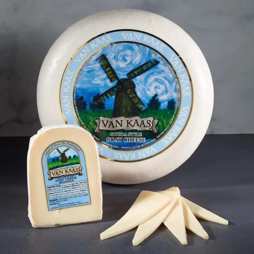 Van Kaas Tangy Creamy Gourmet Goat Gouda Cheese - Chilled Refrigerated Goat Milk Dairy Product, 2 x 1 lb, Ideal for Baking