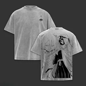 BLEACH Kuchiki Rukia Anime Printed Tee Men Women Washed Cotton T-shirts Manga Vintage T Shirt Harajuku Male Short Sleeve Tshirt
