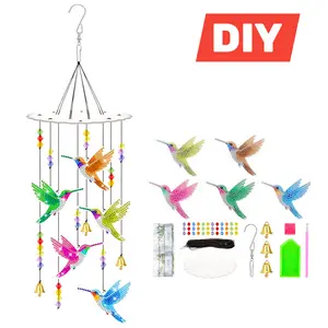 Colorful   Hummingbird Diamond Painting Wind Chimes Kits - Handmade Crystal Diamond Art Suncatcher,DIY Craft Kit for Christmas Gifts,Ornament for Home Decor