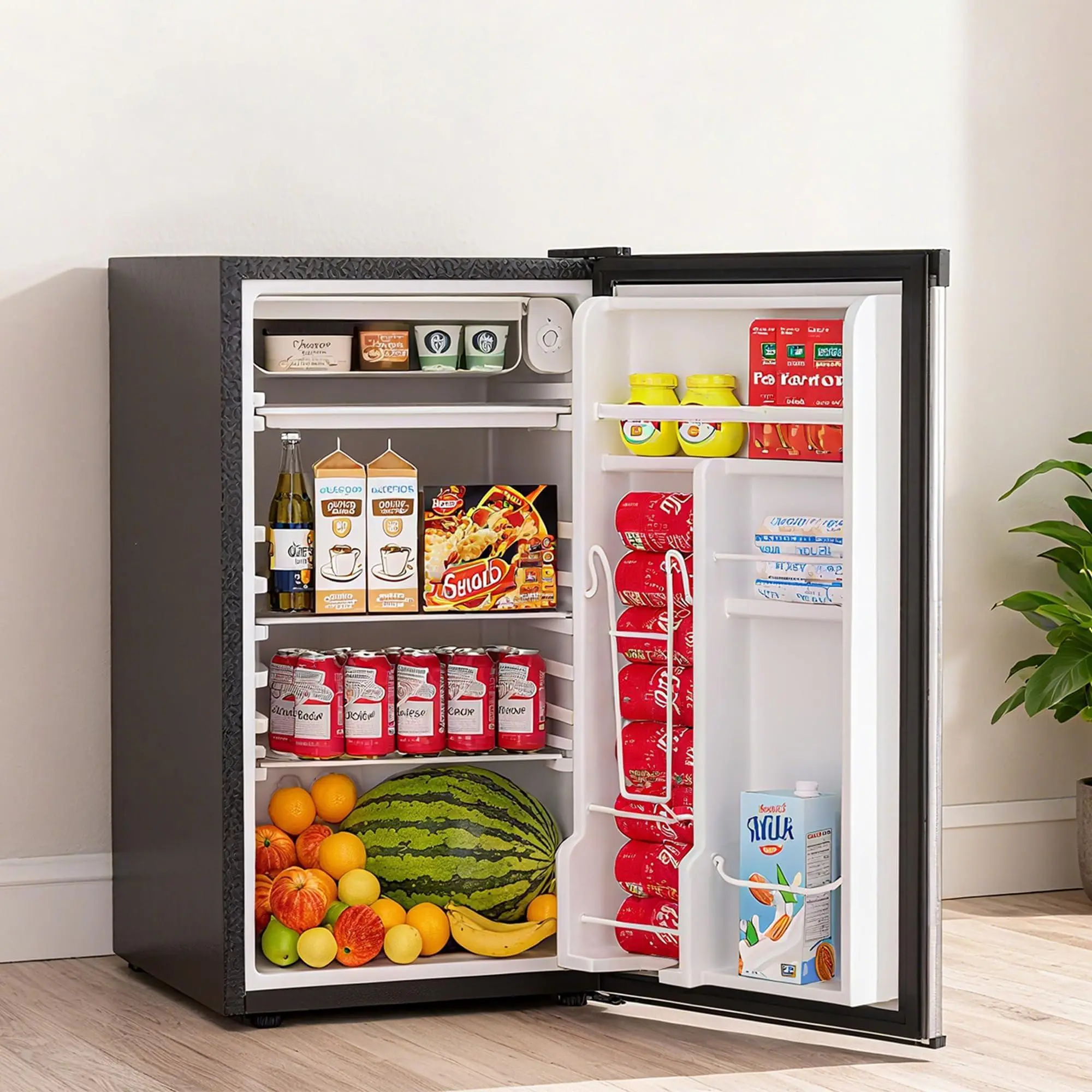 3.2 Cu.Ft Mini Refrigerator with Freezer, Single Door Small Refrigerator, Energy Saving Small Fridge with Adjustable Thermostat,  for Dorm, Office