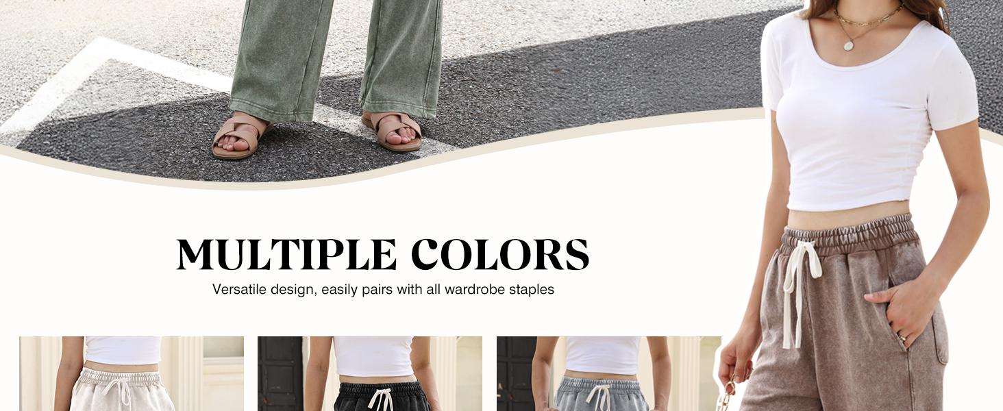 Arssm Women’s Baggy Sweatpants – Wide Leg Palazzo Pants with Acid Wash, Cotton Joggers, Drawstring Athletic Pants with Pockets for Casual Streetwear