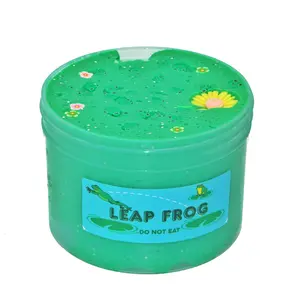 Bubbaboo Leap Frog 8 oz Icee Slime - Super Soft Bright Frog Green with Pond Sprinkles & Cute Charms - Unscented Texture for Play Only - fun freebies with every order!