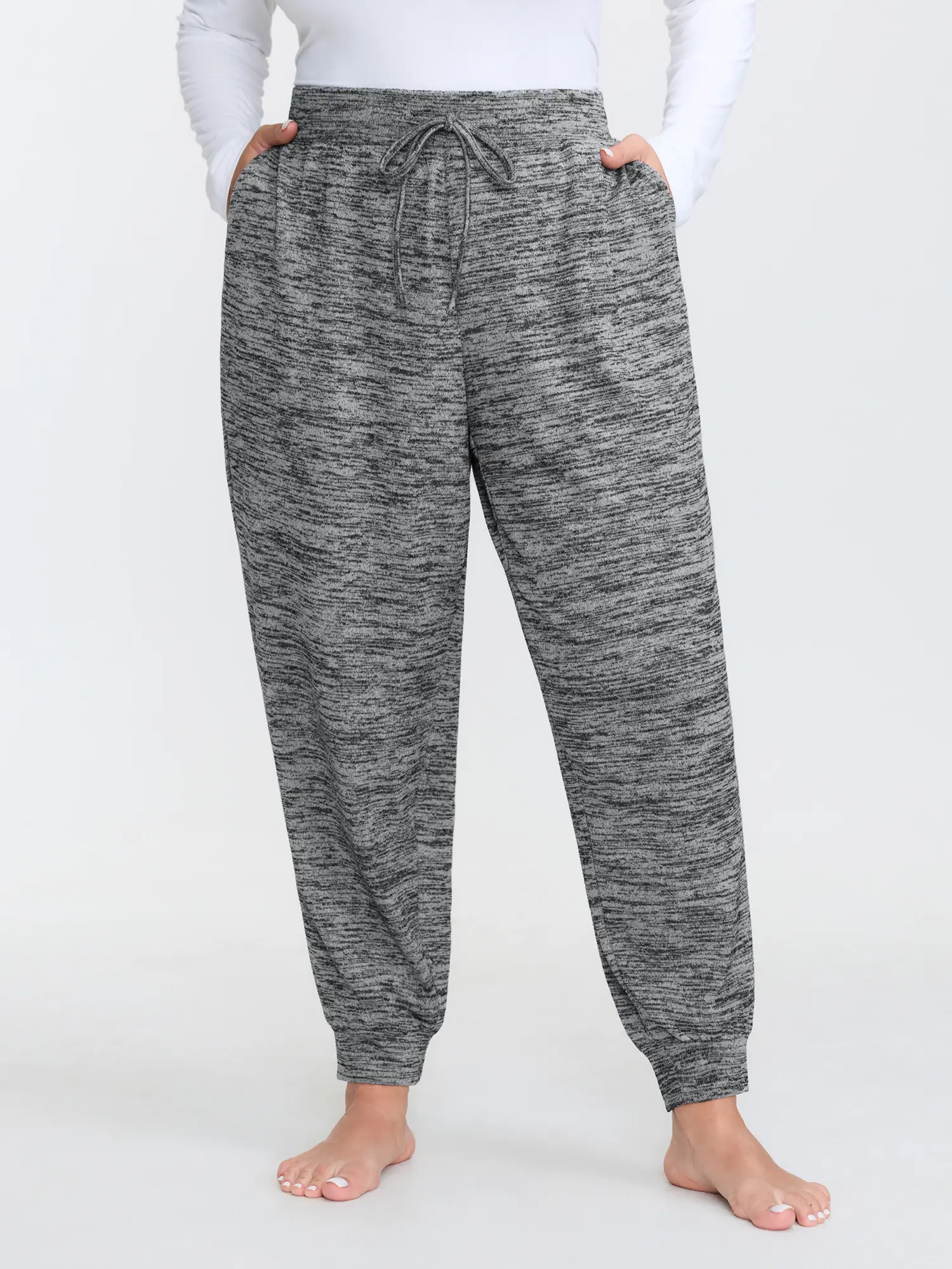 Plus Size Snowflake Pattern Lounge Pants, Casual Butter Soft Polyester Spandex Bottoms with Drawstring Waist and Pockets, Garment, Casual Lounge Pant, Fabric, Everyday, Polyester Blend, Elastane, Medium Stretch, Do Not Dry Clean