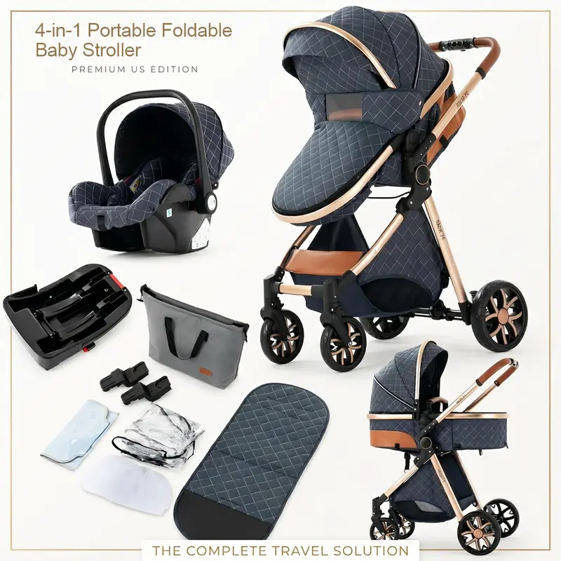 Reversible 4-in-1 Portable Foldable Stroller Car Seat, Lightweight Travel  System Adjustable Sunshade, Safety Seatbelt, Convertible Bassinet for  Outdoor Walks, Toddler Wagon Pushchair for Travel, Shopping & Comfort Baby  with Bag umbrella point -