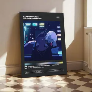 1 Count Wooden Framed Canvas, Cyberpunk Edge Runner high-end poster, minimalist retro art print, ideal for game enthusiasts, retro movie wall art, Modern Art, Hallway Office Mural, Home Poster, Ideal Gift, High Definition, Waterproof Art Decor