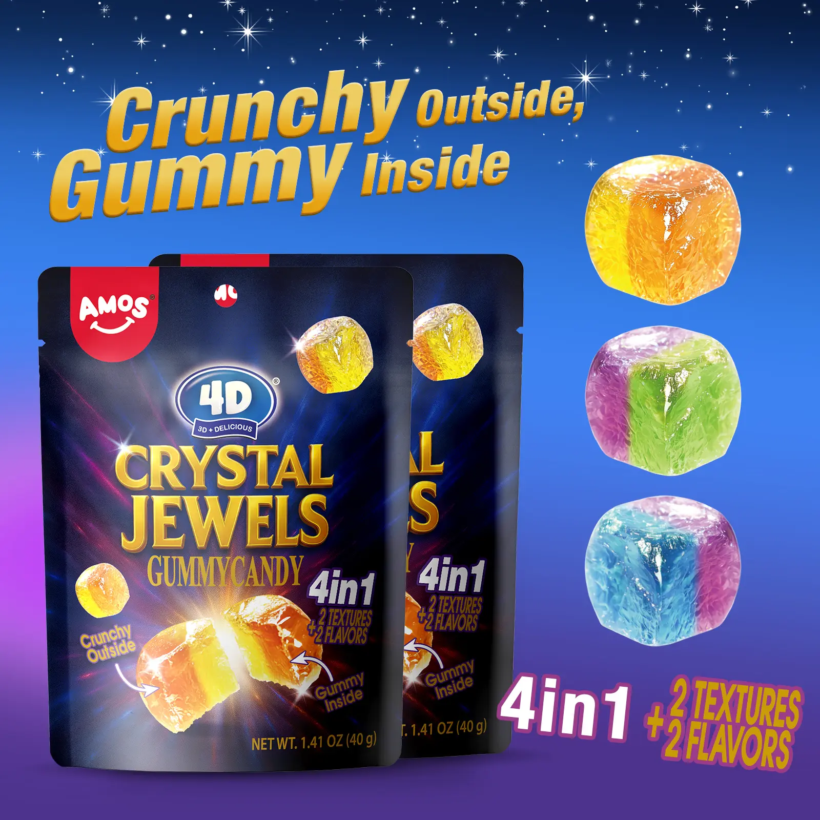 2 Packs CRYTALS JEWELS GUMMY