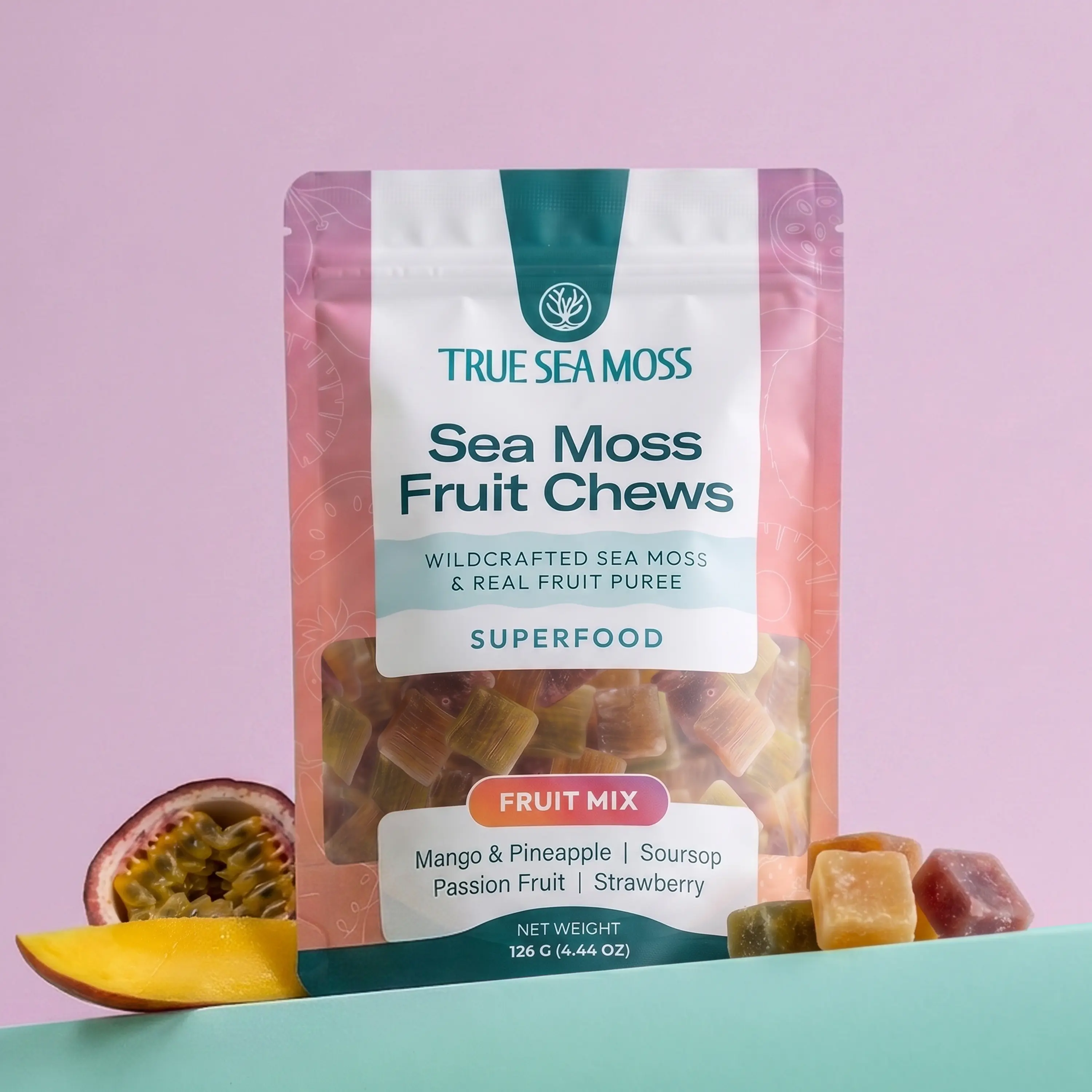 True Sea Moss Fruit Chews – Real Fruit & Wildcrafted Sea Moss – 30 Chews – No Added Sugars - sea moss gummies sea moss chews