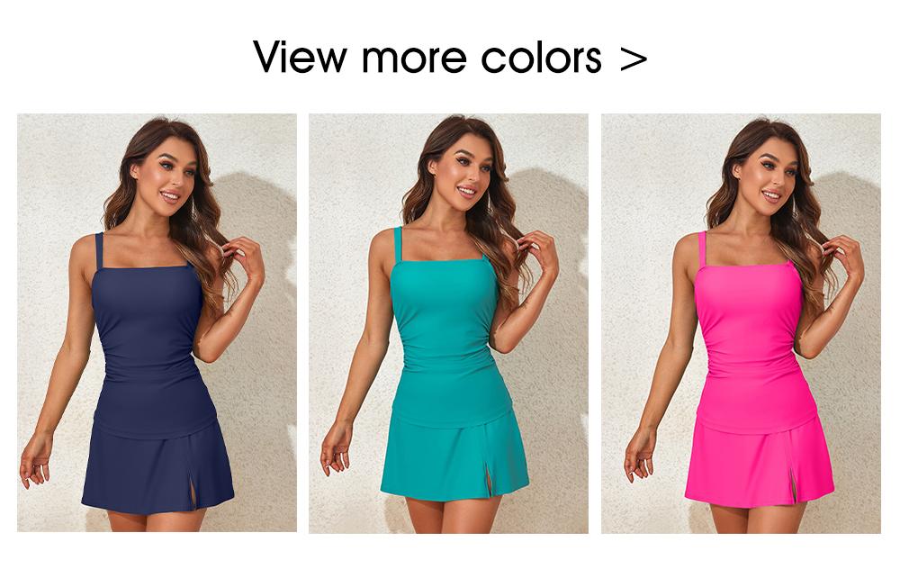 Aleumdr Women Vintage Two Piece Tankini Swimsuits Swimdress Swimming Push up Swimwear Bathing Suits Beach SpringStatements