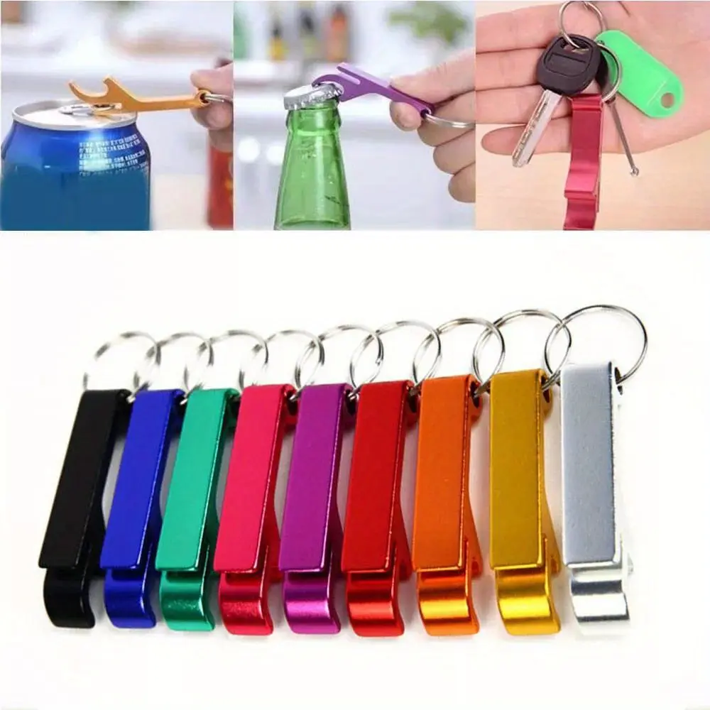 10pcs Aluminum Keychain Bottle Openers, Lightweight Portable Sturdy Durable Keychains, Practical Kitchen Accessories for Home Party Camping, Easy-Carry Home Supplies Bartender Tool for Beverage Opening