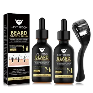 Beard Growth Serum & Beard Massage Derma Roller, Beard Care Nutritional Oil, Making Beards Thicker and More Shiny, Men's Daily Beard Care Products and Tools