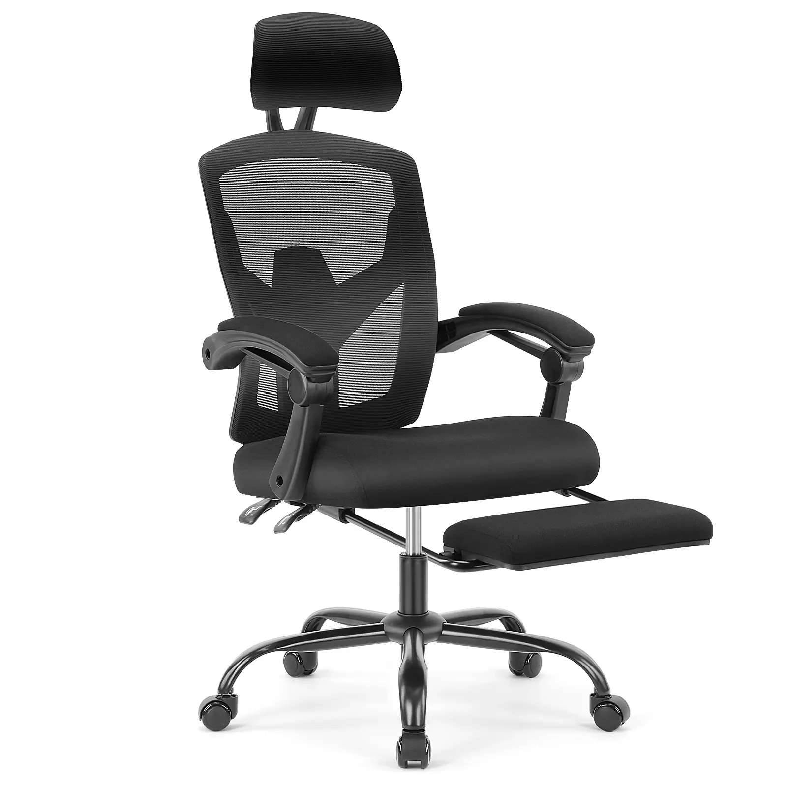 Ergonomic Desk Chair - High Back Breathable Mesh Office Chair with Lumbar Pillow, 4.13" Thick Foam Seat Cushion, Retractable Footrest, Adjustable Headrest, 135° Recline, 275LB Capacity, Assembly Required (Home/Office Use), Mesh Metal