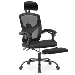 Ergonomic Office Chair with Retractable Footrest & Adjustable Headrest, Mesh Swivel Rolling Task Chair, Adjustable Height, Best Office Gift