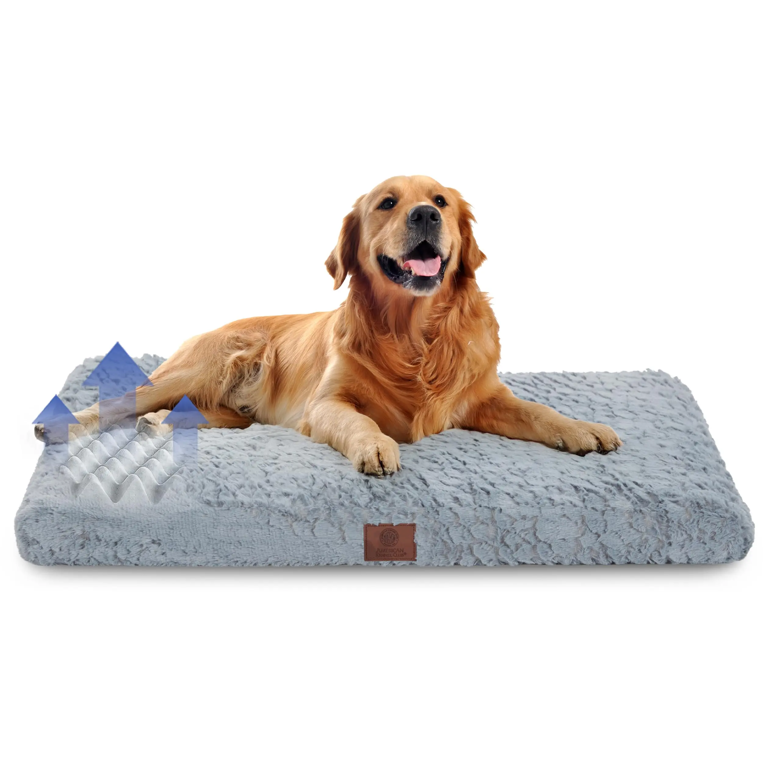 American Kennel Club Orthopedic Memory Foam Dog Crate Mat, Non-Slip Pet Bed Pad, Gray, 42x27 in