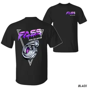 Diesel Turbo T-Shirt, FASS Diesel Fuel Systems Turbocharger Graphic, Performance Boost Turbo Design Shirt for Diesel Mechanics & Truck Enthusiasts, Street Racing Style Apparel