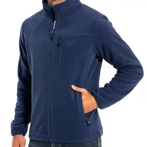 Pioneer Camp Men's Lightweight Polar Fleece Jacket Full Zip Antistatic Casual Coat Soft Warm Outwear with Zipper Pockets