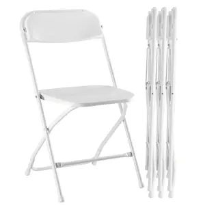 Plastic Folding Chair, Indoor Outdoor Portable Stackable Commercial Seat with Steel Frame 350lb. Capacity for Events Office Wedding Party Picnic Kitchen Dining