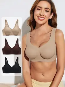 Hotcom Plus Size Solid Wireless Push Up Bra Comfortable Breathable Bralettes for Daily Wear Women's Underwear for All Seasons - Womenswear, Everyday summerwins,summerwins