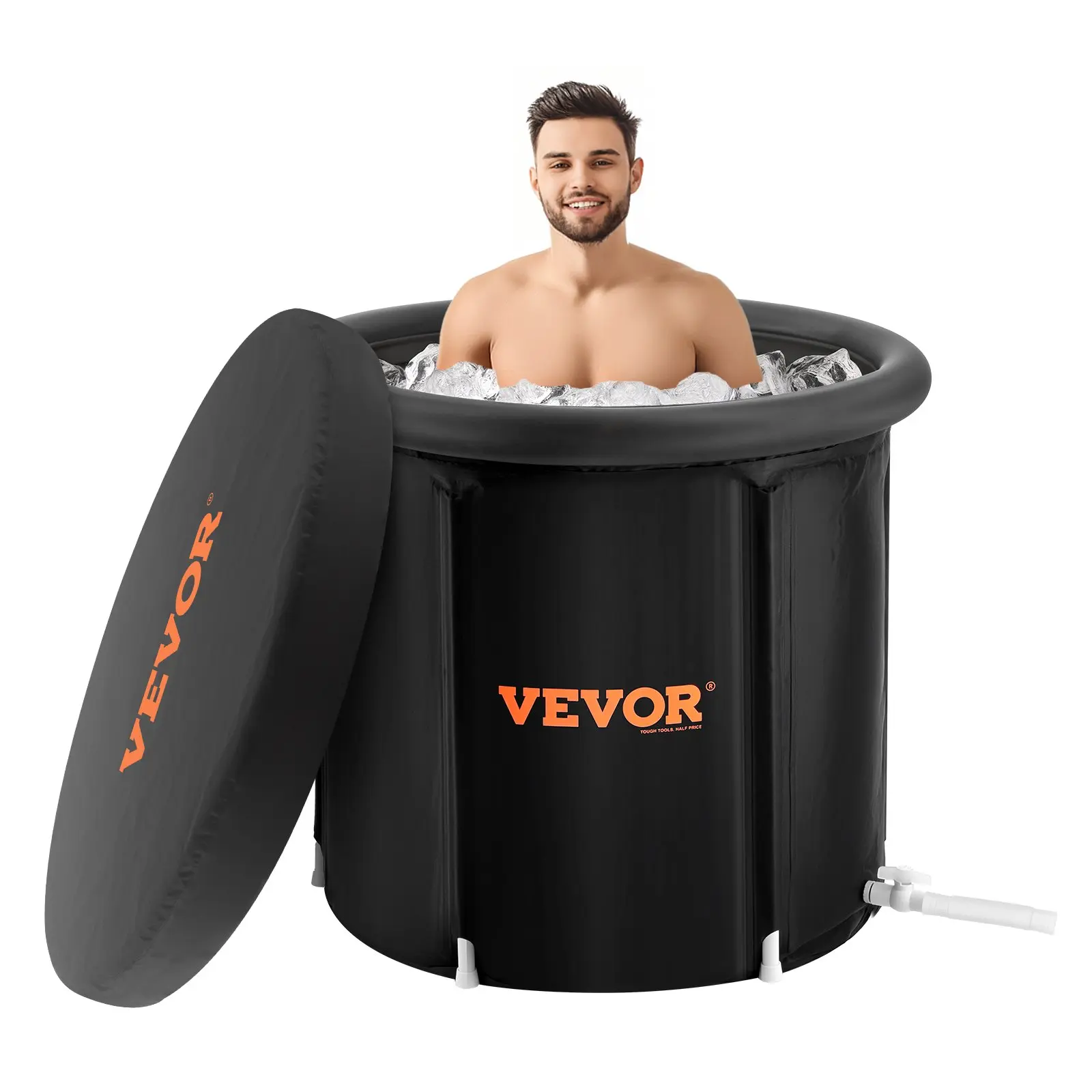 【Summerfinds】VEVOR Ice Bath Tub Cold Water Therapy Plunge Tub for AthletesPortable Outdoor Ice Barrel Plunge Pool for RecoveryMax. 98 Gal Inflatable Folding Bathtub with CoverHome Ice Pod for Adult
