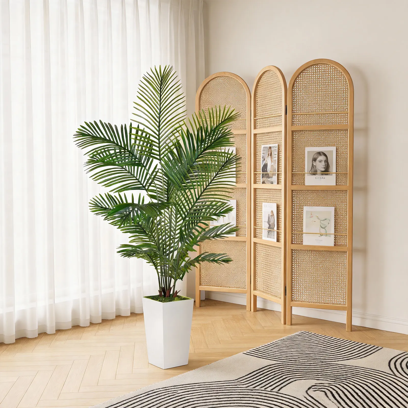 Artificial Palm Tree (5FT-6FT Options) - 60in Floor Artificial Palm Plants, Faux Potted Tree with 15.7in White Planter, Home Decor Items for Entryway & Indoor Home Office, Decoration