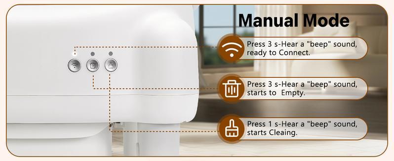 ECORUI Self Cleaning Litter Box Open Top Automatic with App Control for Multiple Cats Safety Sensors Protection Cream White 16.5"x16.5" Entrance 10.5L Compartment